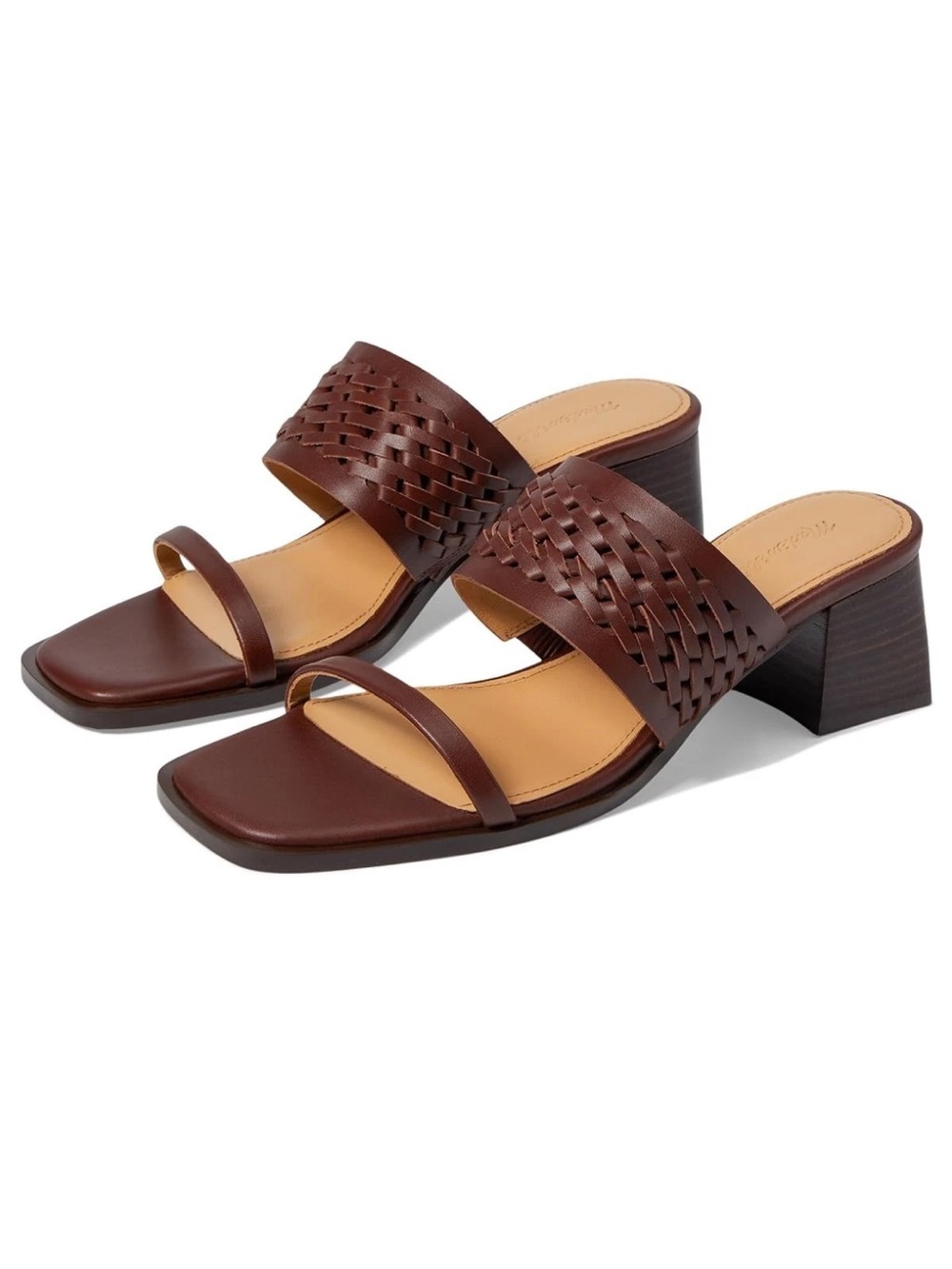 Madewell Brown Roni Keira Braided Leather Block Heel Sandals 10